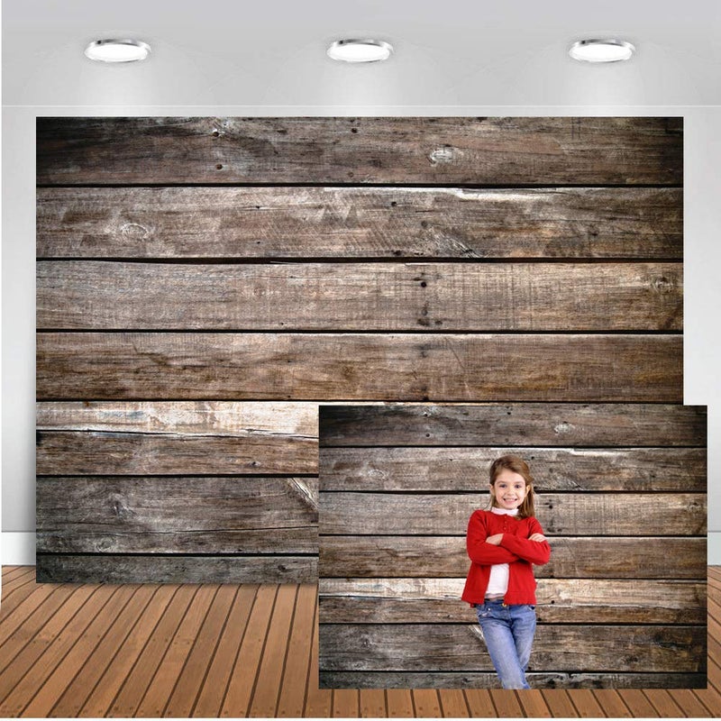 Dudaacvt 7x5ft Brown Wood Backdrop Photography Backdrop Wood Floor Wall Background Newborn Baby Photo Backgrounds for Photography Studio Home Decoration D339 - Image 1